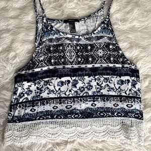 Forever21 cropped tank with lace detail